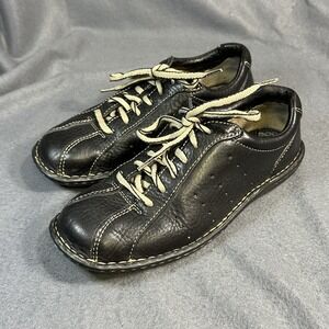 Born Womens 7.5 Black Leather Walking‎ Shoes Comfort Casual 90s Y2K Minimalist